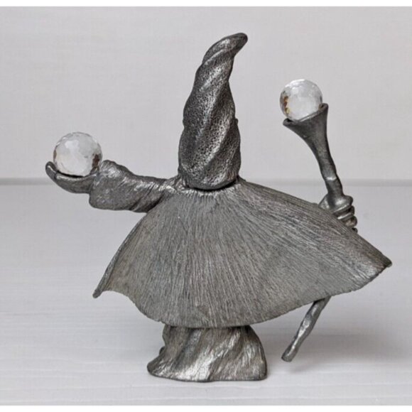 1985 Spoontiques Pewter Wizard Warlock Sorcerer  Crystal Ball Magician CMR 591 - Picture 4 of 7